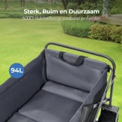 LifeGoods Bolderkar - Opvouwbaar - Tot 80KG - 94L - Wasbaar Polyester - 98x45cm - Zwart/Grijs -Campingwinkel 1200x1200 1727