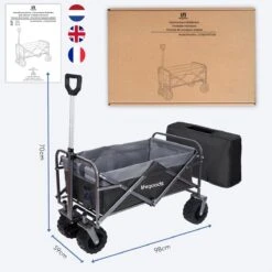 LifeGoods Bolderkar - Opvouwbaar - Tot 80KG - 94L - Wasbaar Polyester - 98x45cm - Zwart/Grijs -Campingwinkel 1200x1200 1729