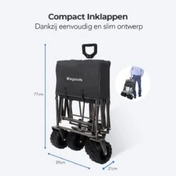 LifeGoods Bolderkar - Opvouwbaar - Tot 80KG - 94L - Wasbaar Polyester - 98x45cm - Zwart/Grijs -Campingwinkel 1200x1200 1730