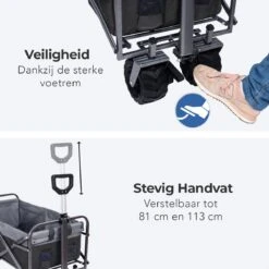 LifeGoods Bolderkar - Opvouwbaar - Tot 80KG - 94L - Wasbaar Polyester - 98x45cm - Zwart/Grijs -Campingwinkel 1200x1200 1732