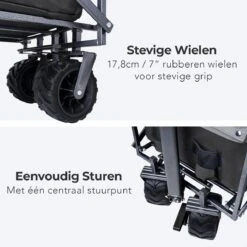 LifeGoods Bolderkar - Opvouwbaar - Tot 80KG - 94L - Wasbaar Polyester - 98x45cm - Zwart/Grijs -Campingwinkel 1200x1200 1733