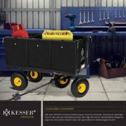 Exxen KESSER® Bolderkar, 550 Kg Belastbaar, Tuinwagen, Transportwagen, Tuinwagen, Uitneembaar Zeil, Gereedschapswagen, Handwagen, Veelzijdig Inzetbaar, Zwart -Campingwinkel 1200x1200 1739