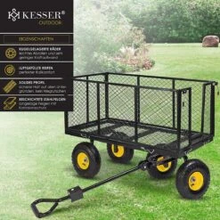 Exxen KESSER® Bolderkar, 550 Kg Belastbaar, Tuinwagen, Transportwagen, Tuinwagen, Uitneembaar Zeil, Gereedschapswagen, Handwagen, Veelzijdig Inzetbaar, Zwart -Campingwinkel 1200x1200 1740