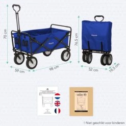 LifeGoods Bolderkar - Opvouwbaar - Draaibare Wielen - 2 Standen - 70KG Draagkracht - Blauw -Campingwinkel 1200x1200 1750