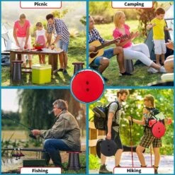 Kampeerkruk - Uitschuifbare Kruk - Rood/Zwart- Tot 120 Kg - Travel Stool - Opvouwbare Campingkruk - Inklapbaar Krukje - Telescopische Kruk - Camping - Outdoor -Campingwinkel 1200x1200 176