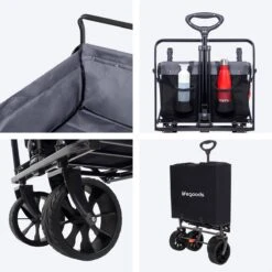 LifeGoods Bolderkar - Opvouwbaar - Tot 120KG - 103L - Extra Draagtas En Duwstang - Wasbaar Polyester - 98x45cm - Zwart/Grijs -Campingwinkel 1200x1200 1773