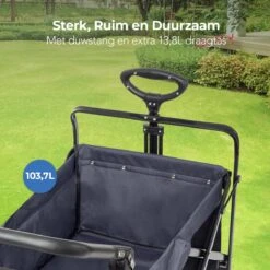 LifeGoods Bolderkar - Opvouwbaar - Tot 120KG - 103L - Extra Draagtas En Duwstang - Wasbaar Polyester - 98x45cm - Zwart/Grijs -Campingwinkel 1200x1200 1775