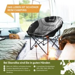 Skandika Moonchair Sirkka – Campingstoelen – Klapstoel – Vouwstoel – Kampeerstoel - Grote, Comfortabele, Campingstoel Opvouwbaar, Gepolsterd, Koelvak, Drinkhouder, Draaggreep En Draagtas, Antislipvoetjes - Max. 150 Kg – Zwart/grijs -Campingwinkel 1200x1200 184