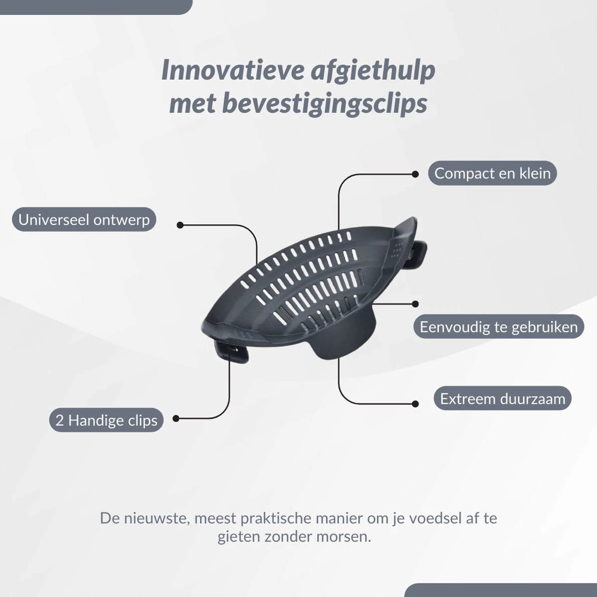 SensaHome- Siliconen Vergiet - Keuken Afgietdeksel - Afgiethulp - Siliconen - BPA Vrij - Grijs 4 SensaHome- Siliconen Vergiet - Keuken Afgietdeksel - Afgiethulp - Siliconen - BPA Vrij - Grijs - Afbeelding 4