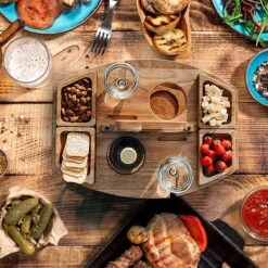 Merkloos Houten Outdoor Wijntafel Draagbare Houten Picknicktafel Mini Campingtafels Met Wijnglas Houder Voor Tuin Outdoor Camping Picknick Strand - Plataan Hout - Wijn -Campingwinkel 1200x1200 203