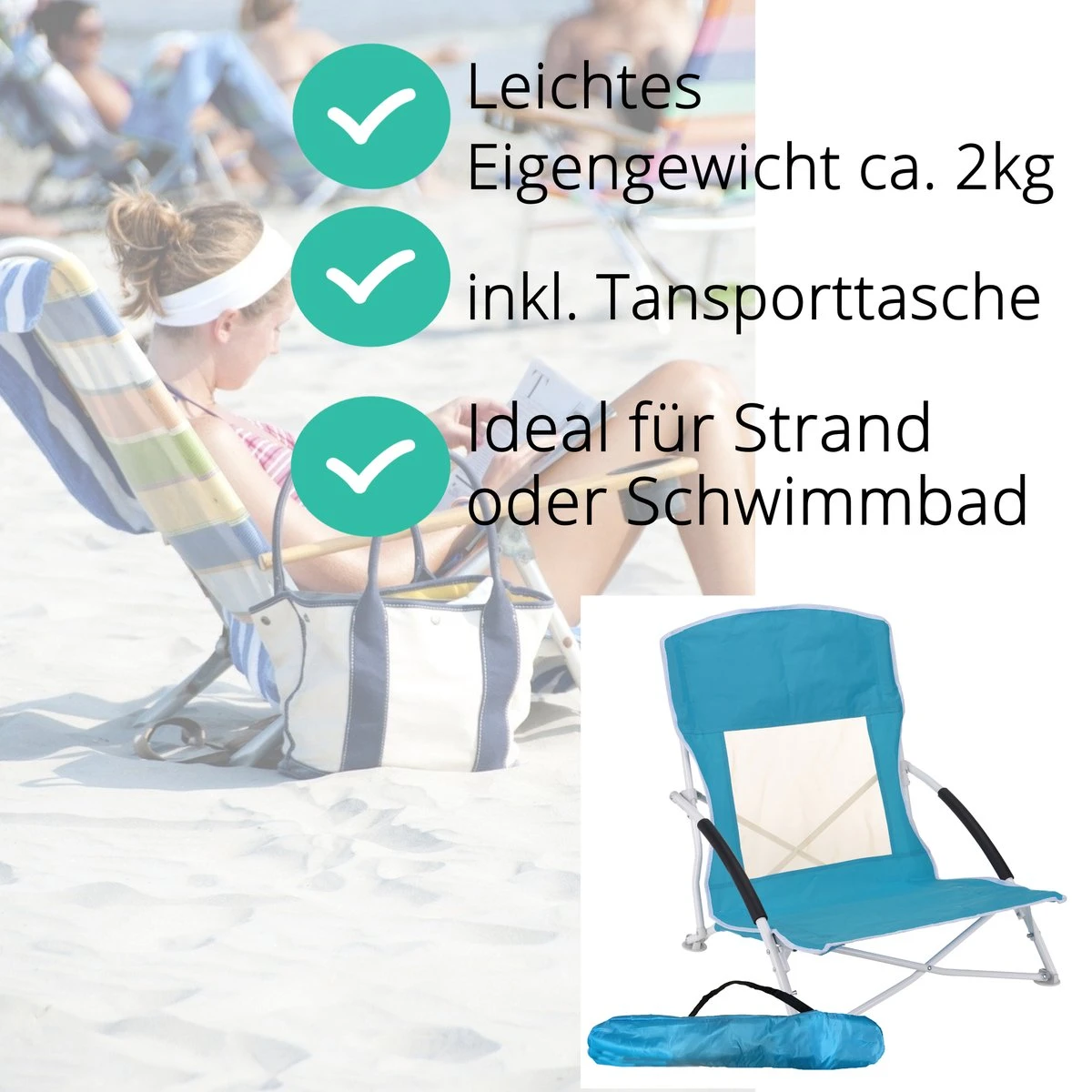 JEMIDI Lichtgewicht Inklapbare Draagbare Strandstoel - Opvouwbare Campingstoel Met Draagtas - Ademend En Comfortabel 2 JEMIDI Lichtgewicht Inklapbare Draagbare Strandstoel - Opvouwbare Campingstoel Met Draagtas - Ademend En Comfortabel - Afbeelding 2