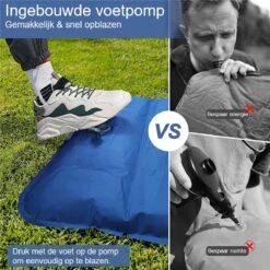 Hikr® Slaapmat 10cm+ Dikte - Comfortabel Luchtmatras - Zelfopblazend Met De Voet - TPU+40D Nylon - Slaapmatje Eenpersoons En Uit Te Breiden Tot Tweepersoons - Slaapmat Met Ingebouwde Pomp -Campingwinkel 1200x1200 24