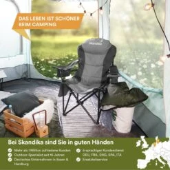 Skandika Relax Comfort Campingstoel - Campingstoel Opvouwbaar - Comfortabele Klapstoel Met Drinkhouder En Koelvak, Tot Max. 160 Kg, Opvouwbaar, Lichtgewicht | Vouwstoel Voor Kamperen, Camping, Festival, Vissen – Grijs -Campingwinkel 1200x1200 347