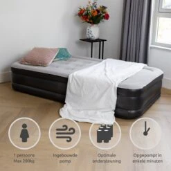 BluMill Eenpersoons Luchtbed - Met Ingebouwde Pomp - Luchtbed Zelfopblazend - Incl. Draagtas - 191x99x36 Cm -Campingwinkel 1200x1200 37