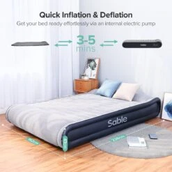 Sable Luxe Queen Size 2 Persoons Luchtmatras Met Ingebouwd Kussen, Opblaasbaar Luchtbed Met Ingebouwde Elektrische Pomp Voor Kamperen, Reizen Of Overnachtende Gasten Of Festival -Campingwinkel 1200x1200 5
