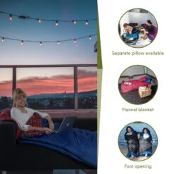 Skandika Dundee Flannel-L Slaapzak – Mummmieslaapzakken – Slaapzakken Volwassen - Maat M – Unisex - Katoen, Luxe Kwaliteit, Dubbele Slaapzak, 3 Seizoenen, Tot -20°C - 220 X 80 Cm - Outdoor Kampeerslaapzak – Ritssluiting Links - Zwart/blauw -Campingwinkel 1200x1200 532