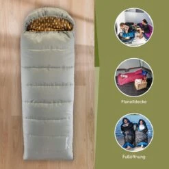 Skandika Dundee Flannel-R Slaapzak – Slaapzakken – Slaapzakken Volwassen - Maat M – Unisex - Katoen, Luxe Kwaliteit, Dubbele Slaapzak, 3 Seizoenen, Tot -20°C - 220 X 80 Cm - Outdoor Kampeerslaapzak – Ritssluiting Rechts - Grijs/geel -Campingwinkel 1200x1200 670