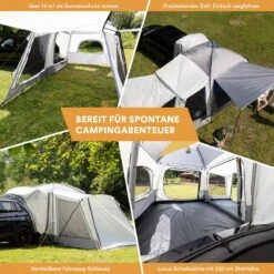 Skandika Pitea XL CROSS Tent – Koepeltenten - Autotent – Campingtent Voor SUV, Caddy, Auto, CUV - Voor Max. 4 Personen – Vrijstaand – Met/zonder Slaapcabine – Max. Stahoogte 230 Cm – 3000mm Waterkolom - 475 X 290 X 230 Cm (LxBxH) – Kamperen - Grijs -Campingwinkel 1200x1200 708