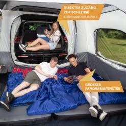 Skandika Pitea XL CROSS Tent – Koepeltenten - Autotent – Campingtent Voor SUV, Caddy, Auto, CUV - Voor Max. 4 Personen – Vrijstaand – Met/zonder Slaapcabine – Max. Stahoogte 230 Cm – 3000mm Waterkolom - 475 X 290 X 230 Cm (LxBxH) – Kamperen - Grijs -Campingwinkel 1200x1200 710