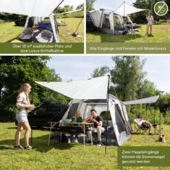 Skandika Pitea XL CROSS Tent – Koepeltenten - Autotent – Campingtent Voor SUV, Caddy, Auto, CUV - Voor Max. 4 Personen – Vrijstaand – Met/zonder Slaapcabine – Max. Stahoogte 230 Cm – 3000mm Waterkolom - 475 X 290 X 230 Cm (LxBxH) – Kamperen - Grijs -Campingwinkel 1200x1200 712