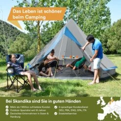 Skandika Tipii II Tent – Tipi-tenten – Teepee – 8 Persoons Campingtent – Muggengaas – 250 Cm Stahoogte – Uitneembare Tentvloer – 3000 Mm Waterkolom – Indische Tent, Partytent, Festivaltent – Outdoor, Camping, Tuin – Kamperen – Grijs/turquoise -Campingwinkel 1200x1200 716