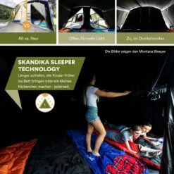 Skandika Nimbus Sleeper 12 Tent – Koepeltenten – 12 Persoons Familietent - Campingtent – Muggengaas – Sleeper Technology (3 Extra Donkere Slaapcabines) – 760 X 630 X 215 Cm (LxBxH) – 5000 Mm Waterkolom – Camping, Tuin – Kamperen – Blauw/wit -Campingwinkel 1200x1200 727