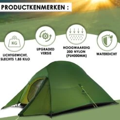 Cloud Up 3 Upgraded - Naturehike® - Tent 3 Persoons - Lichtgewicht Tent - Incl. Grondzeil - 20D 4000MM - Outdoor Kampeertent - Waterdicht - Hiking & Wandelen -Campingwinkel 1200x1200 759