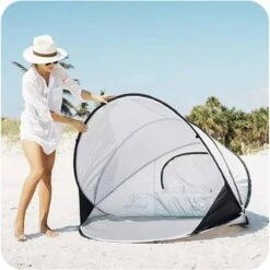Deryan Luxe Pop Up Strandtent XXL - Anti-UV 50+ - Zilver -Campingwinkel 1200x1200 760
