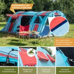 Skandika Gotland Tunneltent Voor 6 Personen, Grote Familietent In Racing-design, Ingenaaide Tentbodem, Waterdicht, 5000 Mm Waterkolom, Slaapcabine Met Scheidingswand, Muggennet (let Op, Komt Met Kleurfouten) -Campingwinkel 1200x1200 778