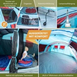 Skandika Gotland Tunneltent Voor 6 Personen, Grote Familietent In Racing-design, Ingenaaide Tentbodem, Waterdicht, 5000 Mm Waterkolom, Slaapcabine Met Scheidingswand, Muggennet (let Op, Komt Met Kleurfouten) -Campingwinkel 1200x1200 781