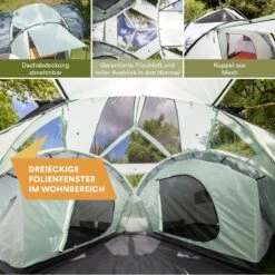 Skandika Bern 4 Koepeltent - Koepeltent - Tenten - 4 Persoons Kampeertent Met Panoramisch Dakraam, 2 Slaapcabines, Grondzeil, 210 Cm Stahoogte, Waterdicht, 4000 Mm Waterkolom - Grote Outdoor Familie Tent, Kampeertent - Grijs -Campingwinkel 1200x1200 787