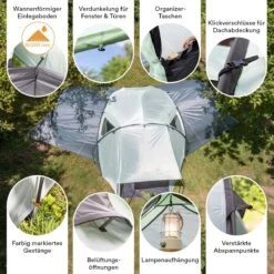 Skandika Bern 4 Koepeltent - Koepeltent - Tenten - 4 Persoons Kampeertent Met Panoramisch Dakraam, 2 Slaapcabines, Grondzeil, 210 Cm Stahoogte, Waterdicht, 4000 Mm Waterkolom - Grote Outdoor Familie Tent, Kampeertent - Grijs -Campingwinkel 1200x1200 789
