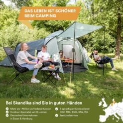 Skandika Bern 4 Koepeltent - Koepeltent - Tenten - 4 Persoons Kampeertent Met Panoramisch Dakraam, 2 Slaapcabines, Grondzeil, 210 Cm Stahoogte, Waterdicht, 4000 Mm Waterkolom - Grote Outdoor Familie Tent, Kampeertent - Grijs -Campingwinkel 1200x1200 790
