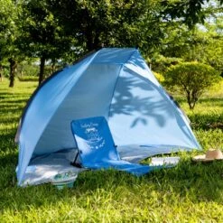 Navaris Windscherm Voor Het Strand - Zon- En Windbescherming Voor Drie Personen - Pop-up Speeltent Met UV- Bescherming - Beach Shelter Met Draagtas -Campingwinkel 1200x1200 805