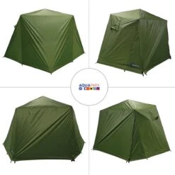 FisherPro Karpertent Met Stormcover – Vistent – Tent - Bescherming Tegen Zon En Wind – 100% Waterdichte Stormhoes – Met Handige Meeneemtas – Ook Geschikt Als Strandtent Of Festivaltent – Extra Veiligheid En Warmte Door Stormcover -Campingwinkel 1200x1200 814