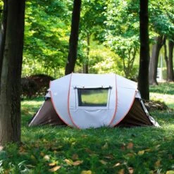 Fly Lab Luxe Pop Up Tent - Kampeer Tent - Grijs/Oranje - 4 Persoons -Campingwinkel 1200x1200 815
