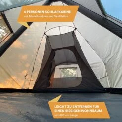 Skandika Tipi Kotona Air Opblaasbare Tent – Opblaasbare Tenten - 4 Persoons Tipi Tent – Tenten - Campingtent – Ingenaaide Tentvloer – Muggengaas – 260 Cm Stahoogte – 490 X 370 X 260 (L X B X H) – Outdoor, Camping, Tuin – Luchttent - Kamperen - Beige -Campingwinkel 1200x1200 825