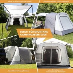 Skandika Pitea XL UP Tent – Koepeltenten - Autotent – 4 Persoons Campingtent Voor SUV, Caddy, Auto, CUV – Vrijstaand – Met/zonder Slaapcabine – Max. Stahoogte 200 Cm – Waterdicht Met 3000mm Waterkolom - 515 X 300 X 200 Cm (LxBxH) – Kamperen - Grijs -Campingwinkel 1200x1200 887