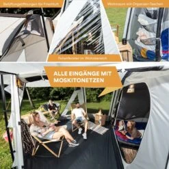 Skandika Pitea XL UP Tent – Koepeltenten - Autotent – 4 Persoons Campingtent Voor SUV, Caddy, Auto, CUV – Vrijstaand – Met/zonder Slaapcabine – Max. Stahoogte 200 Cm – Waterdicht Met 3000mm Waterkolom - 515 X 300 X 200 Cm (LxBxH) – Kamperen - Grijs -Campingwinkel 1200x1200 890
