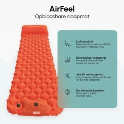 AirFeel Lichtgewicht Opsblaasbaar Slaapmatje - Ingebouwde Pomp En Kussen - 196 X 60 X 6 Cm - Orange -Campingwinkel 1200x1200 928