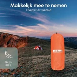 AirFeel Lichtgewicht Opsblaasbaar Slaapmatje - Ingebouwde Pomp En Kussen - 196 X 60 X 6 Cm - Orange -Campingwinkel 1200x1200 929