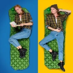 TRVLMORE Slaapmat - Zelfopblazend - 1 Persoons - Ingebouwde Pomp En Kussen - Groen -Campingwinkel 1200x1200 950