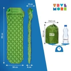 TRVLMORE Slaapmat - Zelfopblazend - 1 Persoons - Ingebouwde Pomp En Kussen - Groen -Campingwinkel 1200x1200 953