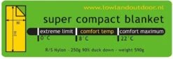 LOWLAND OUTDOOR® Donzen Slaapzak - Super Compact Blanket - 210 X 80 Cm - 590gr +8°C -Campingwinkel 1200x406