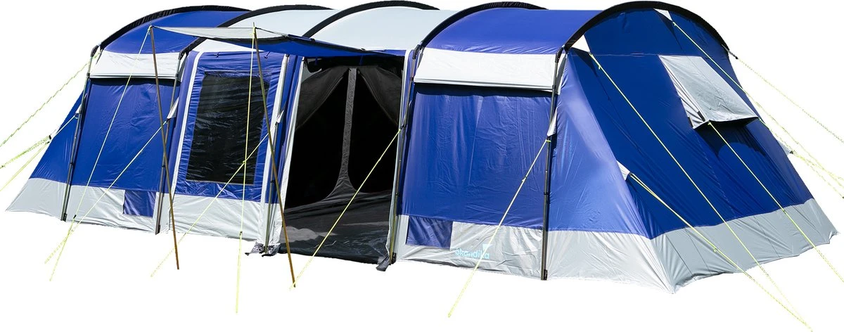 Skandika Montana 8 Sleeper Tent – Tunneltent – 8 Persoons Familietent - Campingtent – Sleeper Technology (2 Tot 4 Extra Donkere Slaapcabines) – Ingenaaide Tentvloer - Muggengaas – 700 X 310 X 200 Cm (LxBxH) – 5000mm Waterkolom – Kamperen – Blauw/wit 1 Skandika Montana 8 Sleeper Tent – Tunneltent – 8 Persoons Familietent - Campingtent – Sleeper Technology (2 Tot 4 Extra Donkere Slaapcabines) – Ingenaaide Tentvloer - Muggengaas – 700 X 310 X 200 Cm (LxBxH) – 5000mm Waterkolom – Kamperen – Blauw/wit