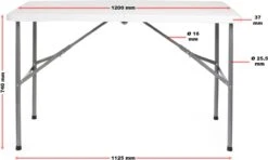 Toboli Klaptafel 120x60x74cm Campingtafel Wit; Bijzettafel, Inklapbare Tafel - Multistrobe -Campingwinkel 1200x721