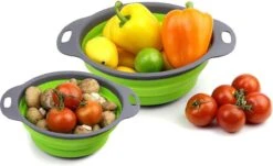 Buxibo - 3-Delige Keuken Vergiet Set Inklapbaar Groen/Grijs -Campingwinkel 1200x736 1