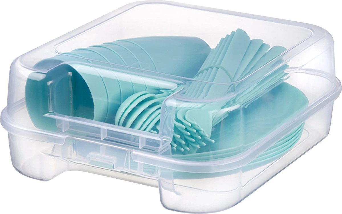 Campingservies - Picknick Bestek - 31 Delig - 6 Personen - Mintgroen 1 Campingservies - Picknick Bestek - 31 Delig - 6 Personen - Mintgroen