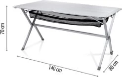 Campart Campingtafel XL TA-0806 - Opvouwbaar, Lichtgewicht En Met Verstelbare Poten - Kampeertafel Inklapbaar Inclusief Opbergtas - 140 X 80 X 70 Cm - Wit -Campingwinkel 1200x756 3