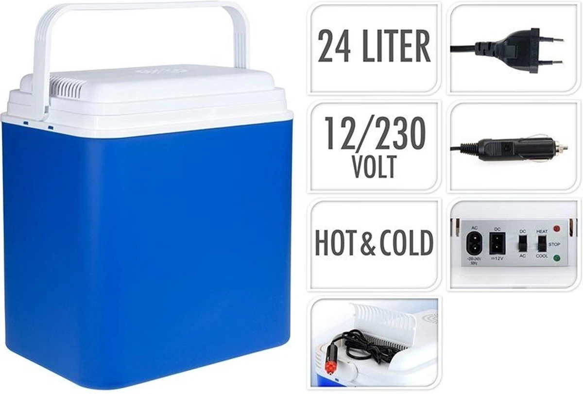 Excellent Cool Solutions - Draagbare Koelbox - Met Verwarm Functie - Blauw/wit - 24 Liter - 12V & 230V 5 Excellent Cool Solutions - Draagbare Koelbox - Met Verwarm Functie - Blauw/wit - 24 Liter - 12V & 230V - Afbeelding 5